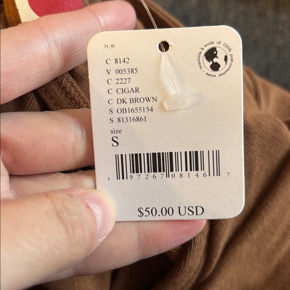 Free People S FP Beach NWT Rosalie Mini Brown T shirt Dress - Picture 4 of 4